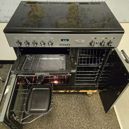 Rangemaster Toledo Electric Range Cooker in Slate Grey and Chrome 90cm