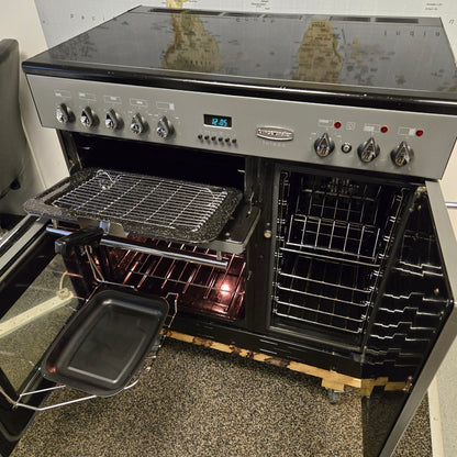 Rangemaster Toledo Electric Range Cooker in Slate Grey and Chrome 90cm
