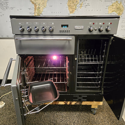 Rangemaster Toledo Electric Range Cooker in Slate Grey and Chrome 90cm