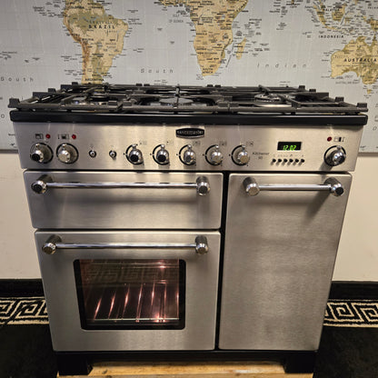 Rangemaster Kitchener Dual Fuel Range Cooker Stainless Steel 90cm