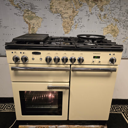 Rangemaster Professional Plus Dual Fuel Range Cooker in Cream and Chrome 100cm
