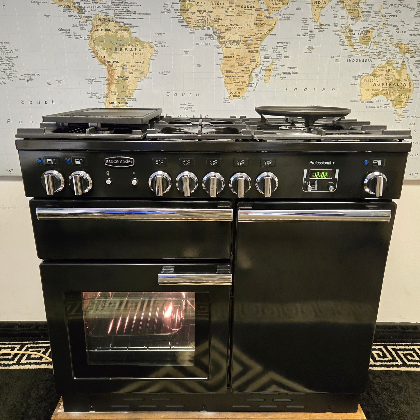 Rangemaster Professional Plus Dual Fuel Range Cooker in Black 100cm