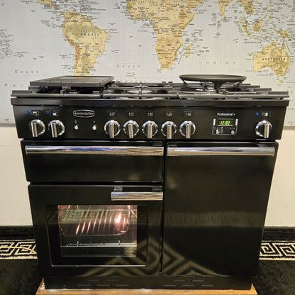 Rangemaster Professional Plus Dual Fuel Range Cooker in Black 100cm