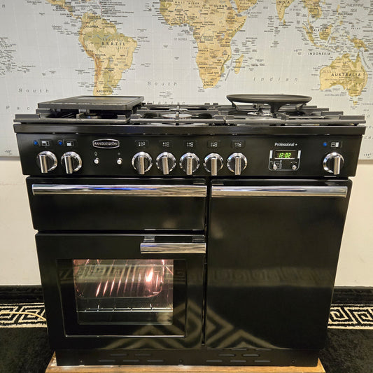 Rangemaster Professional Plus Dual Fuel Range Cooker in Black 100cm