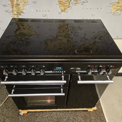 Rangemaster Toledo Electric Range Cooker in Black with a Silver Trim 90cm