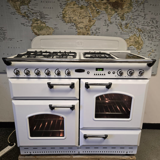 Rangemaster Classic Gas Range Cooker in White and Chrome 110cm