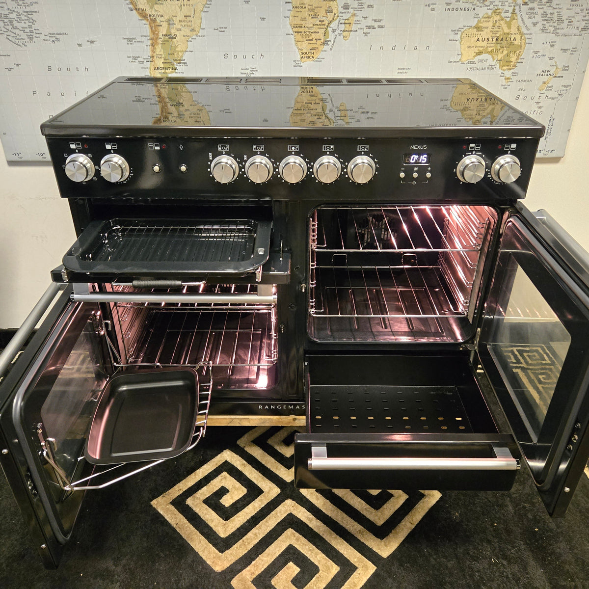 Rangemaster Nexus Induction Range Cooker in Black and Silver 110cm