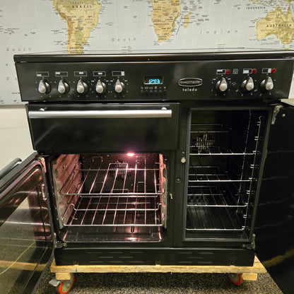 Rangemaster Toledo Electric Range Cooker in Black with a Silver Trim 90cm