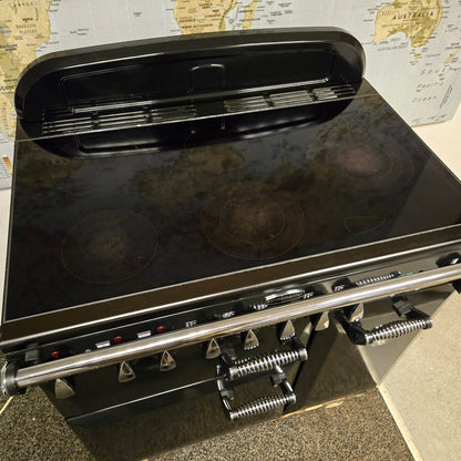 Rangemaster Elan Electric Range Cooker in Black with a Chrome Trim 90cm