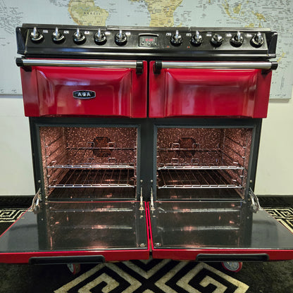 Aga Masterchef Dual Fuel Range Cooker in Cranberry Red 100cm