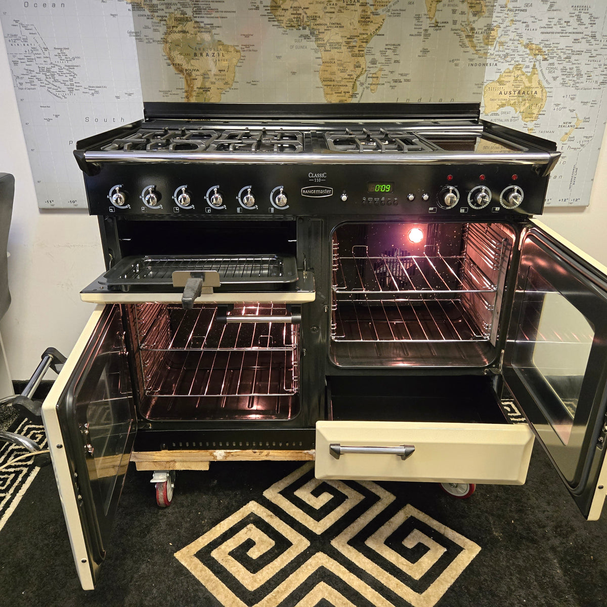 Rangemaster Classic 110 Lid Version Dual Fuel Range Cooker in Cream 110cm