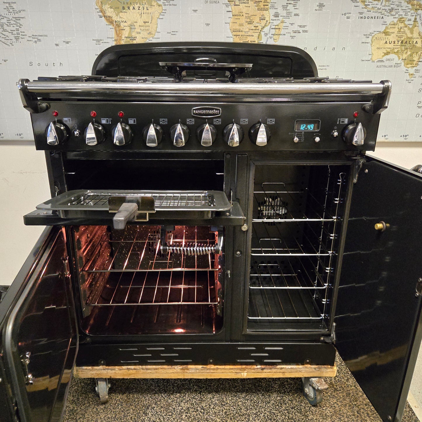 Rangemaster Elan Dual Fuel Range Cooker in Black 90cm