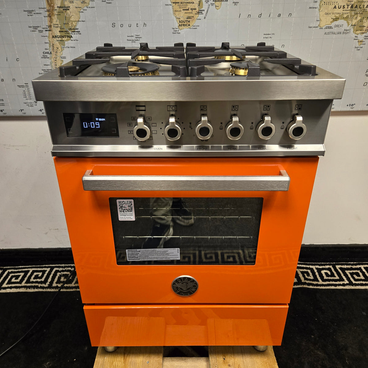 Ex Display Bertazzoni Professional 60cm Dual Fuel Cooker in Orange