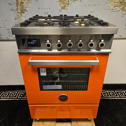 Ex Display Bertazzoni Professional 60cm Dual Fuel Cooker in Orange