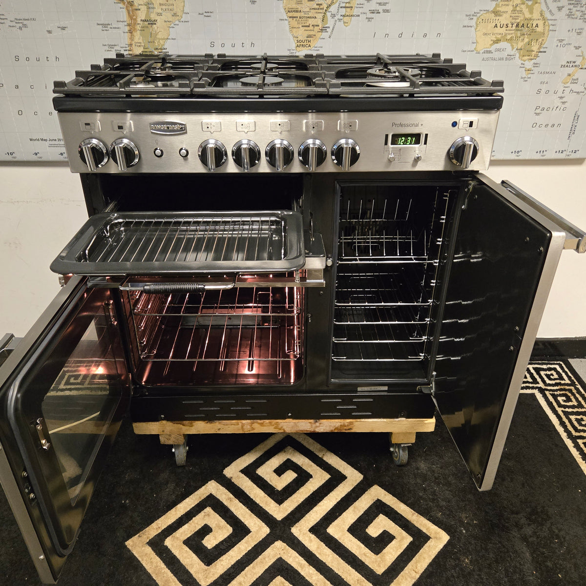 Rangemaster Professional Plus Gas Range Cooker in Stainless Steel 90cm