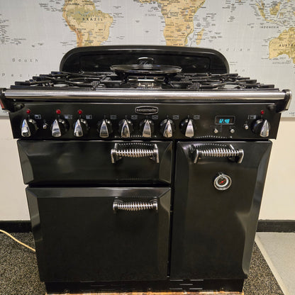 Rangemaster Elan Dual Fuel Range Cooker in Black 90cm
