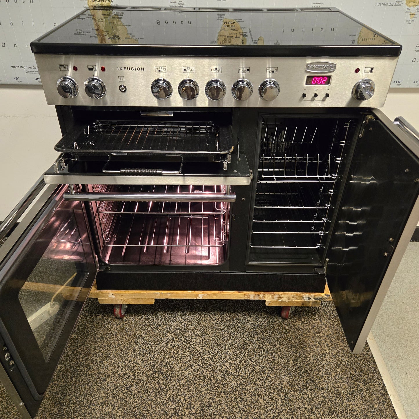 Rangemaster Infusion Induction Range Cooker in Stainless Steel with a Chrome Trim 90cm