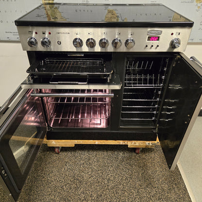 Rangemaster Infusion Induction Range Cooker in Stainless Steel with a Chrome Trim 90cm