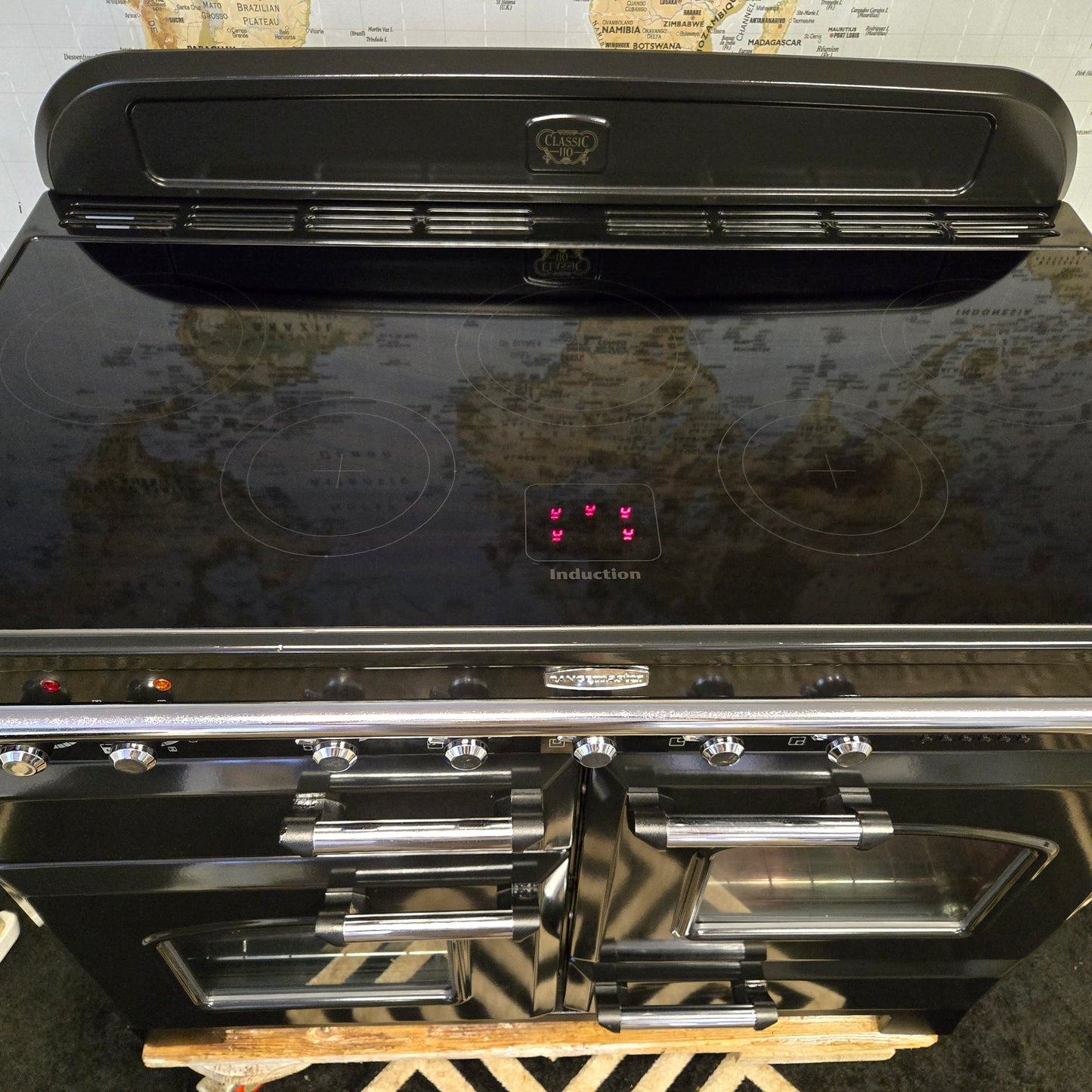 Rangemaster Classic Deluxe Induction Range Cooker in Black and Chrome 110cm