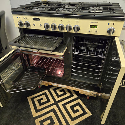 Rangemaster Professional Plus Dual Fuel Range Cooker in Cream and Chrome 100cm
