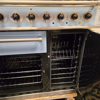 Falcon Deluxe 900 Dual Fuel Range Cooker in Skye Blue 90cm