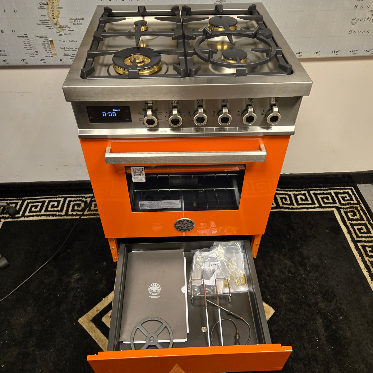 Ex Display Bertazzoni Professional 60cm Dual Fuel Cooker in Orange