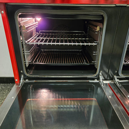 Britannia Delphi Dual Fuel Range Cooker with matching Hood in Red 120cm