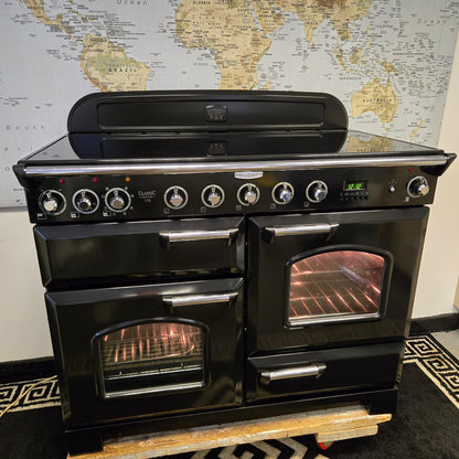 Rangemaster Classic Deluxe Induction Range Cooker in Black and Chrome 110cm