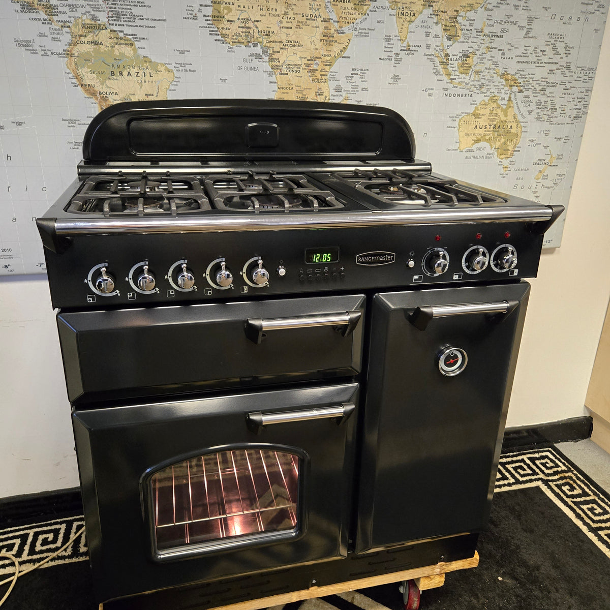 Rangemaster Classic Dual Fuel Range Cooker in Black 90cm