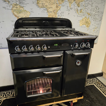 Rangemaster Classic Dual Fuel Range Cooker in Black 90cm