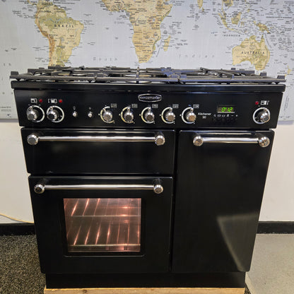 Rangemaster Kitchener Dual Fuel Range Cooker in Black 90cm