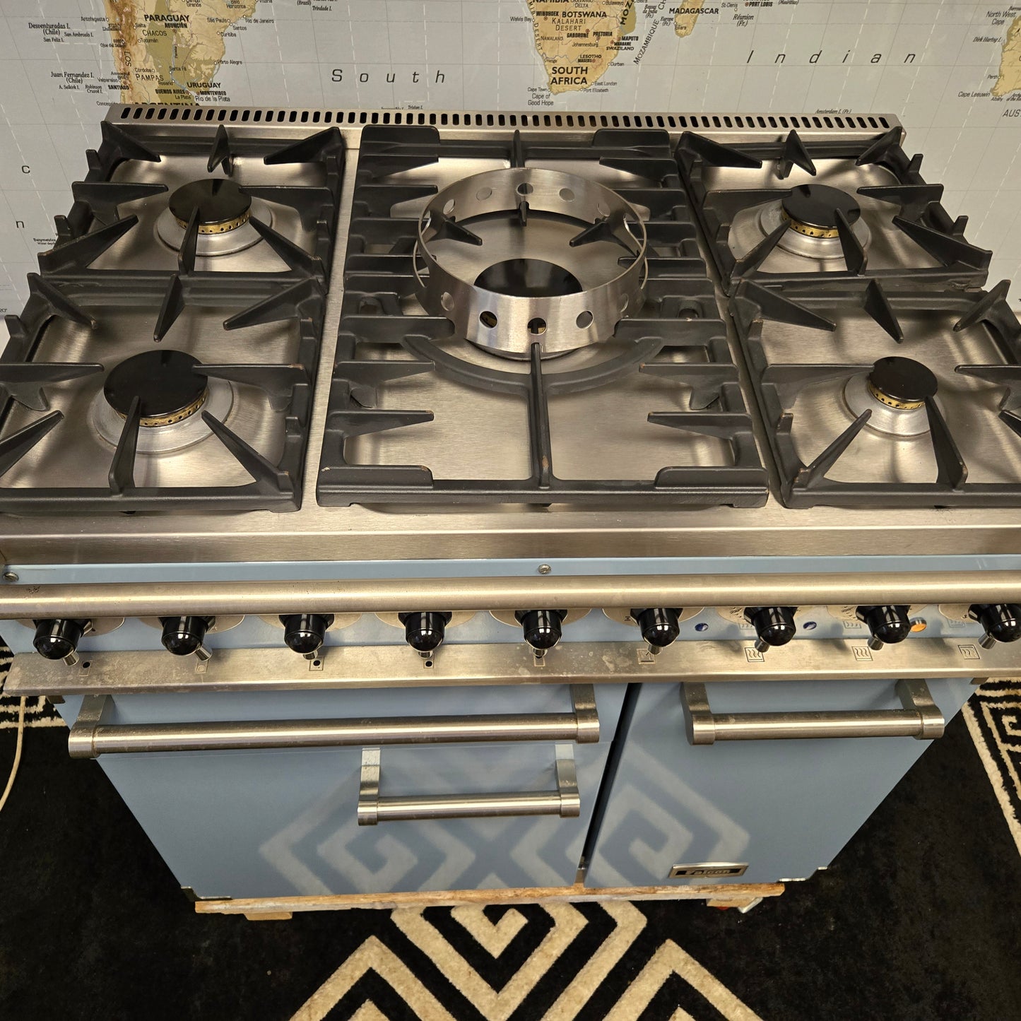 Falcon Deluxe 900 Dual Fuel Range Cooker in Skye Blue 90cm