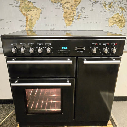 Rangemaster Toledo Electric Range Cooker in Black with a Silver Trim 90cm