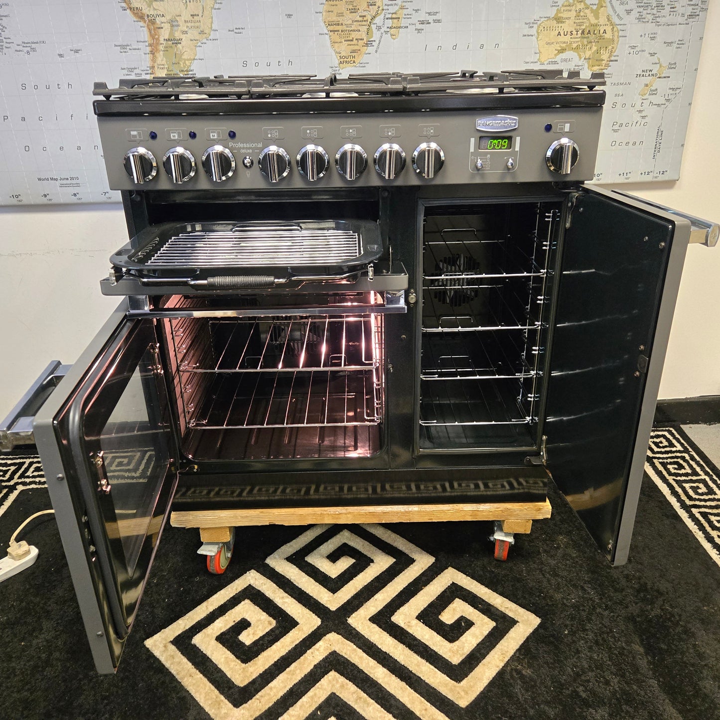 Rangemaster Professional Deluxe Dual Fuel Range Cooker in Slate Grey 90cm