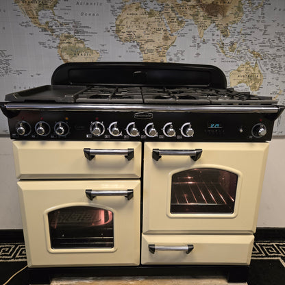 Rangemaster Classic Deluxe Dual Fuel Range Cooker in Cream 110cm