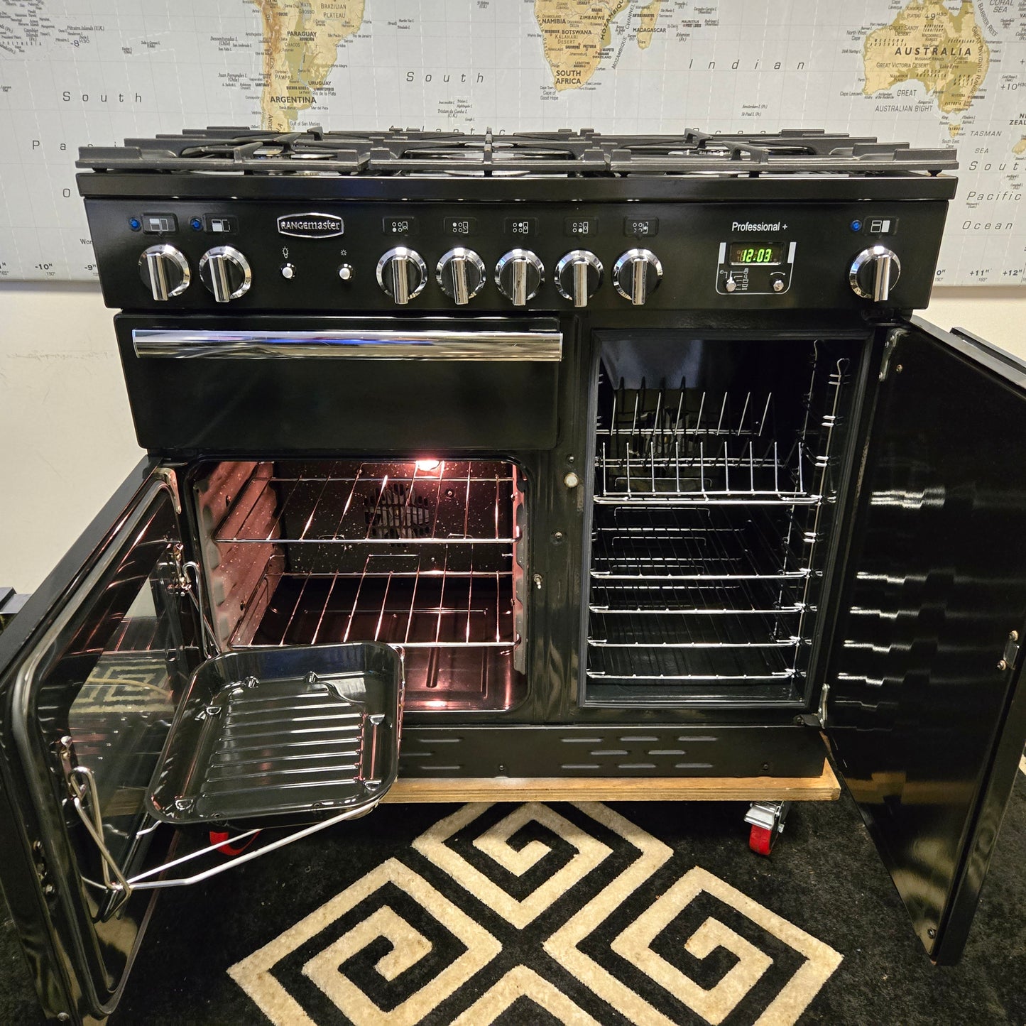 Rangemaster Professional Plus Dual Fuel Range Cooker in Black 100cm