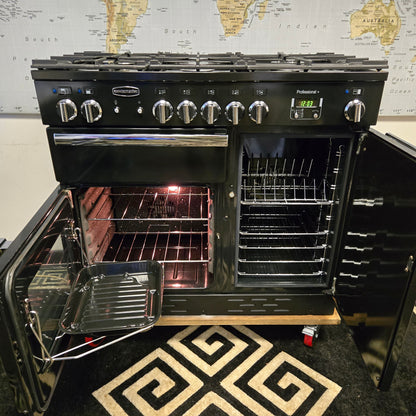 Rangemaster Professional Plus Dual Fuel Range Cooker in Black 100cm