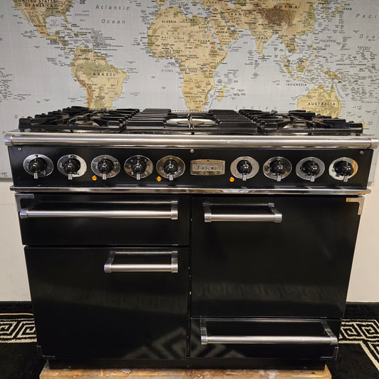 Falcon Deluxe 1092 Dual Fuel Range Cooker in Black and Chrome 110cm