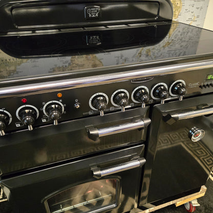 Rangemaster Classic Deluxe Induction Range Cooker in Black with a Chrome Trim 100cm