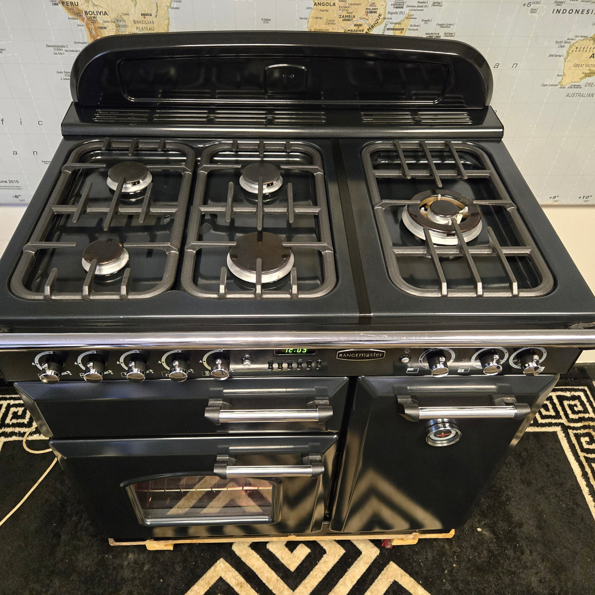 Rangemaster Classic Dual Fuel Range Cooker in Black 90cm