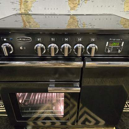 Rangemaster Professional Plus Induction Range Cooker in Black and Chrome 90cm