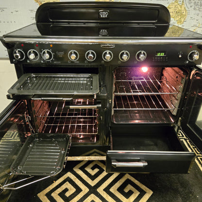 Rangemaster Classic Deluxe Induction Range Cooker in Black and Chrome 110cm