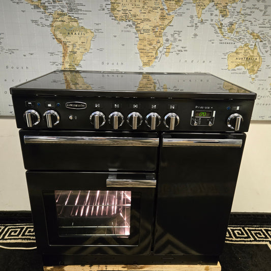 Rangemaster Professional Plus Induction Range Cooker in Black and Chrome 90cm