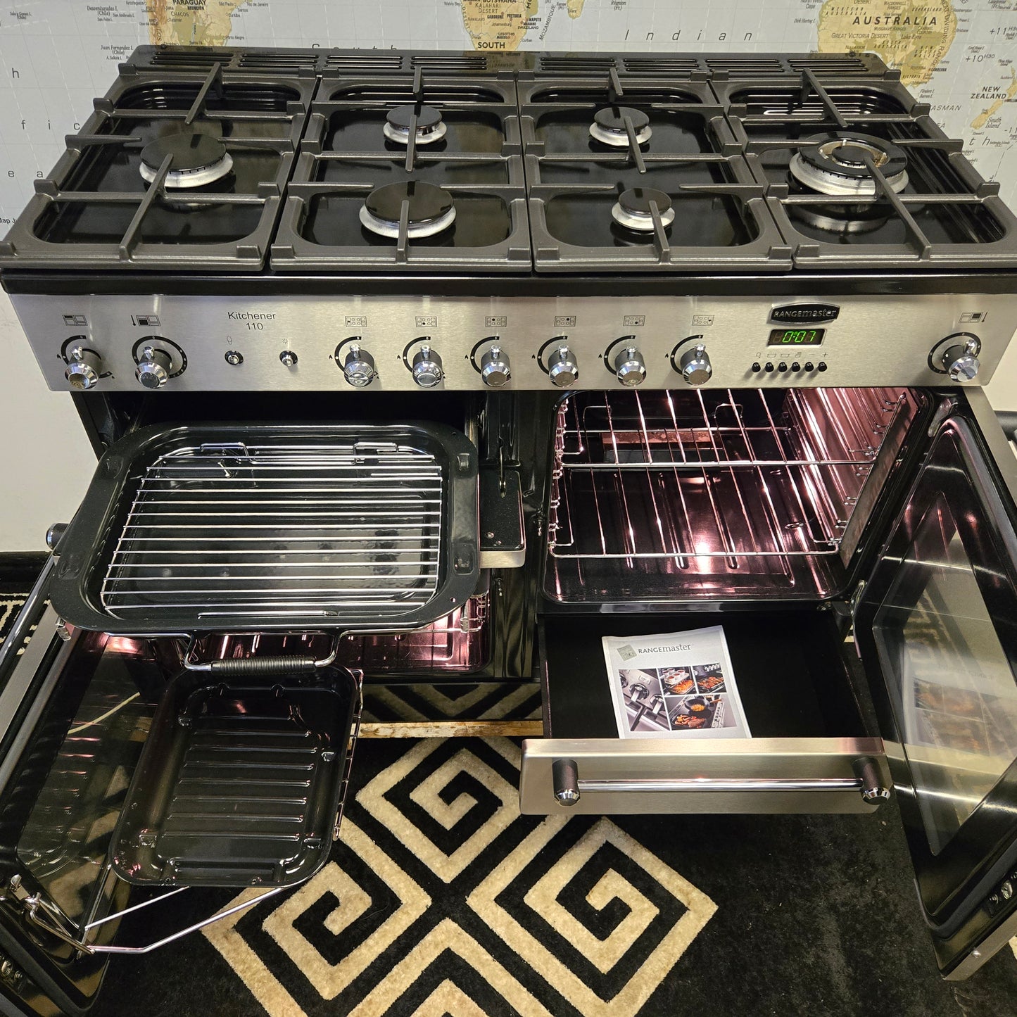 Rangemaster Kitchener Gas Range Cooker in Stainless Steel 110cm