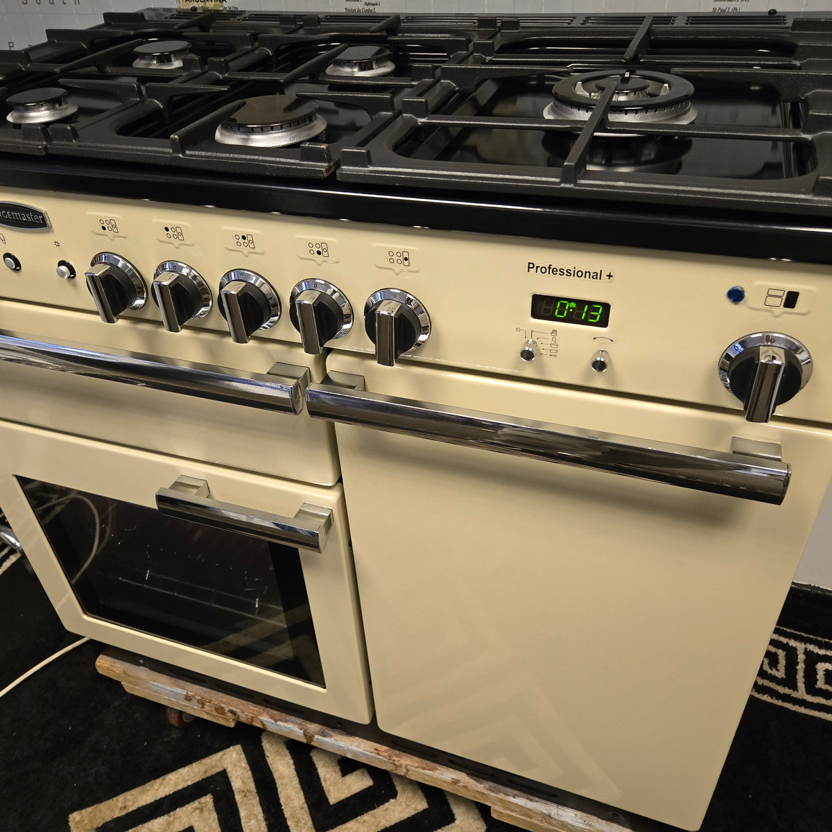 Rangemaster Professional Plus Dual Fuel Range Cooker in Cream and Chrome 100cm