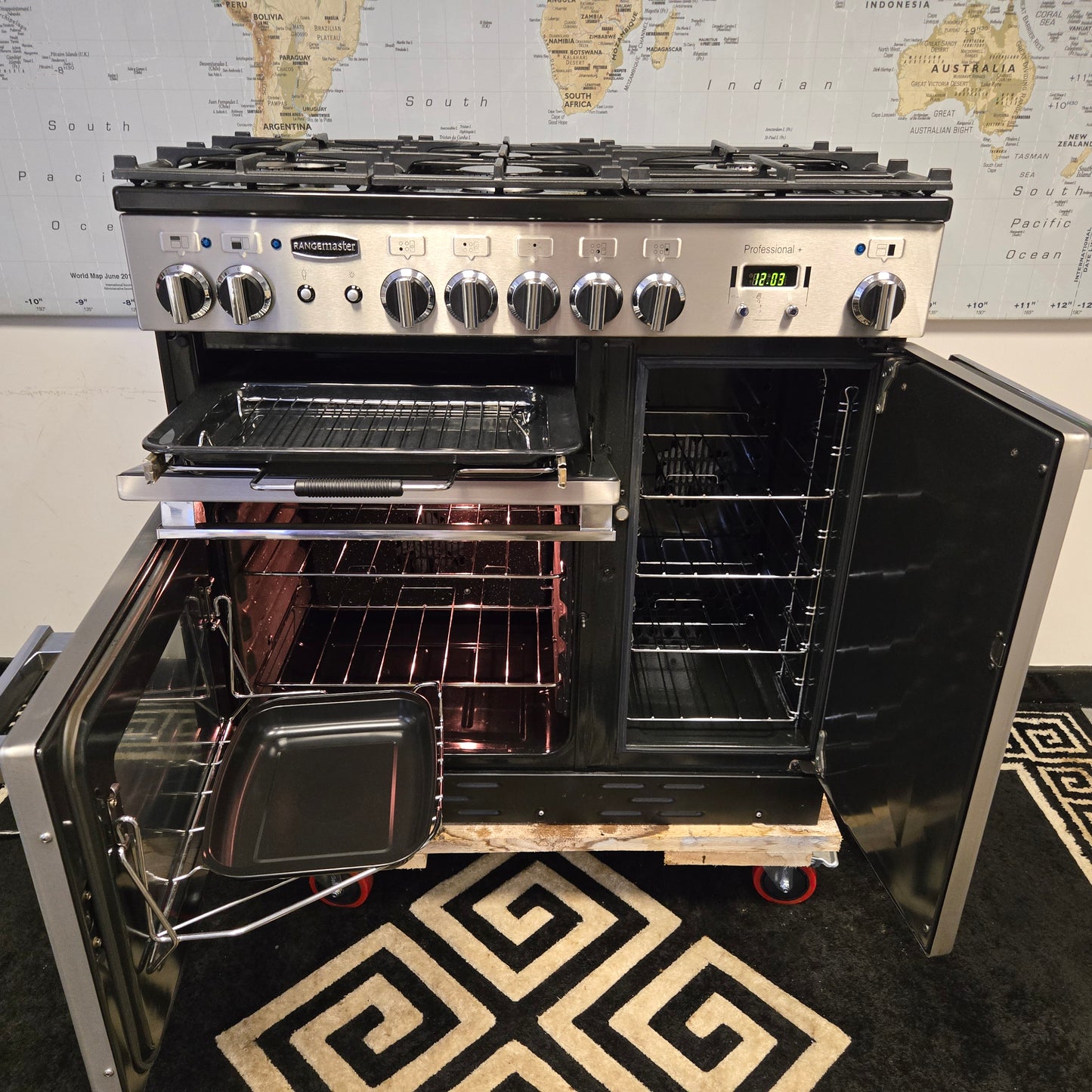 Rangemaster Professional Plus Dual Fuel Range Cooker in Stainless Steel 90cm