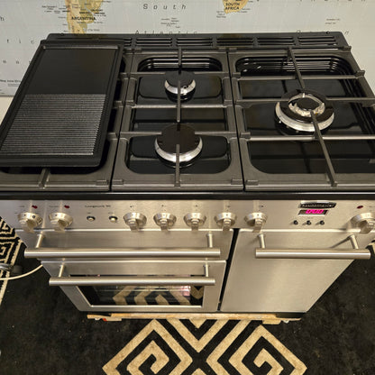 Ex Display Rangemaster Longstock Dual Fuel Range Cooker in Stainless Steel 90cm