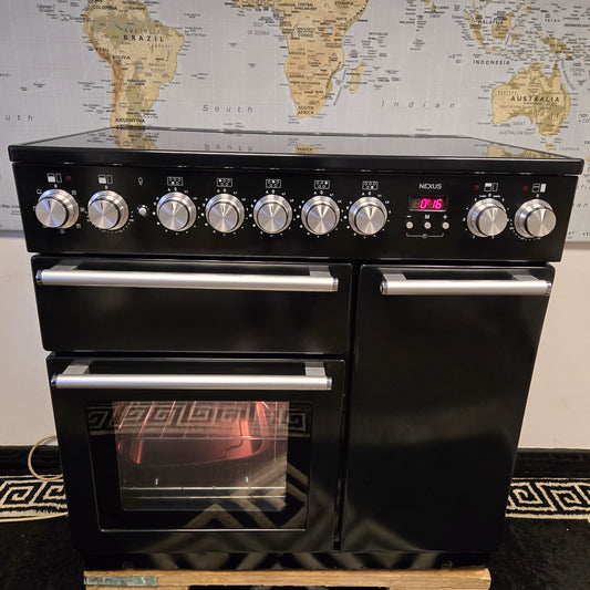 Rangemaster Nexus Induction Range Cooker in Black with a Silver Trim 90cm