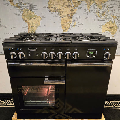 Rangemaster Professional Plus Dual Fuel Range Cooker in Black and Chrome 100cm