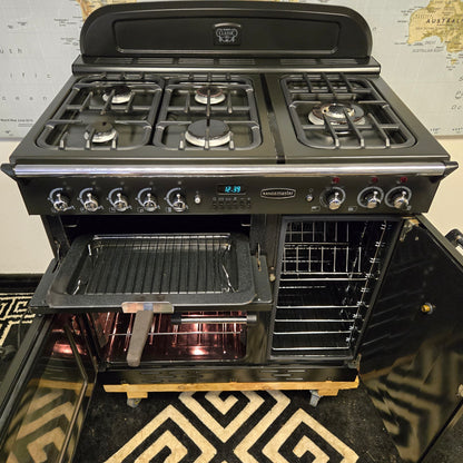 Rangemaster Classic 90 Dual Fuel Range Cooker in Black and Chrome 90cm
